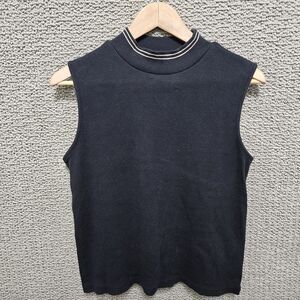 MOUNTAIN LAKE Black Ribbed Mock Neck Sleeveless Sweater Top Size L